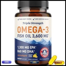 Triple Strength Omega 3 Fish Oil 3600 mg EPA & DHA Over 2100mg