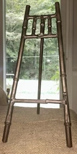 VTG Bamboo Metal Display Picture Easel Stand 15”T 7”W Base 4”W Top 9”D 