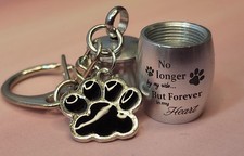 Dog Pet Cremation Ashes Urn Key Chain Keepsake Paw Print Memorial Jewelry