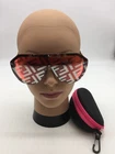 Fendi Black/Gold Frame Fashion Sunglasses 59-18-145 Red Signature Lenses