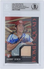 Johnny Bench Reds Signed 2003 Topps Pristine Bomb Squad Bat #PBS-JB BAS Card