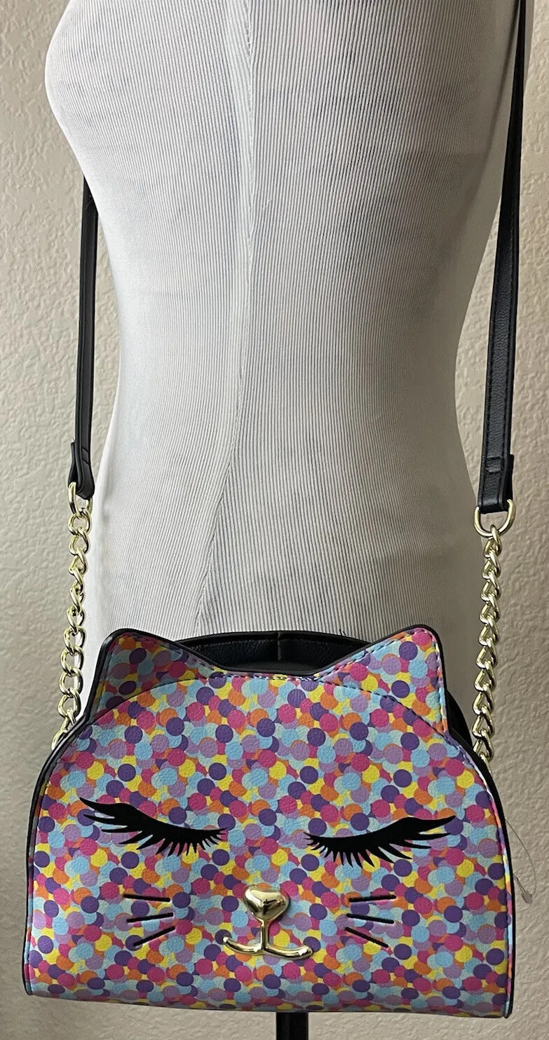 Betsey Johnson Crossbody Bag Confetti Cat Multicolor … Gem