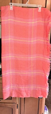Ladies Banana Republic Plaid Pink Scarf Wrap Shawl Acrylic (80 L 31 W) Very Soft