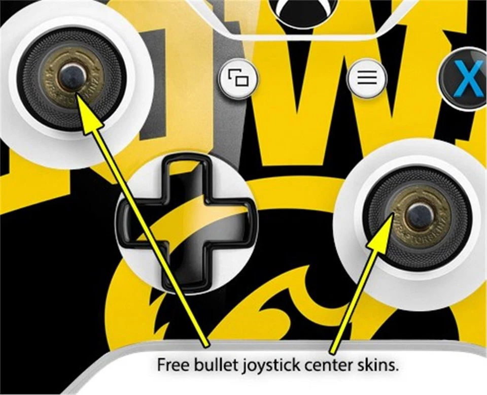 Recubrimiento para Controlador XBOX One S/X Iowa Hawkeyes Tigerhawk Ovalado 01 Dorado sobre Negro Foto 3 de 4