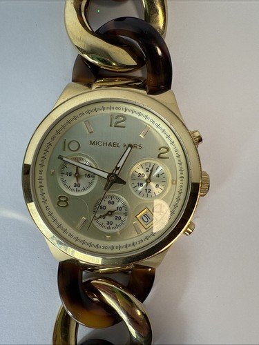 Michael Kors MK4222 Tortoise and Gold Chain Women’s Watch SH150 - Picture 7 of 9