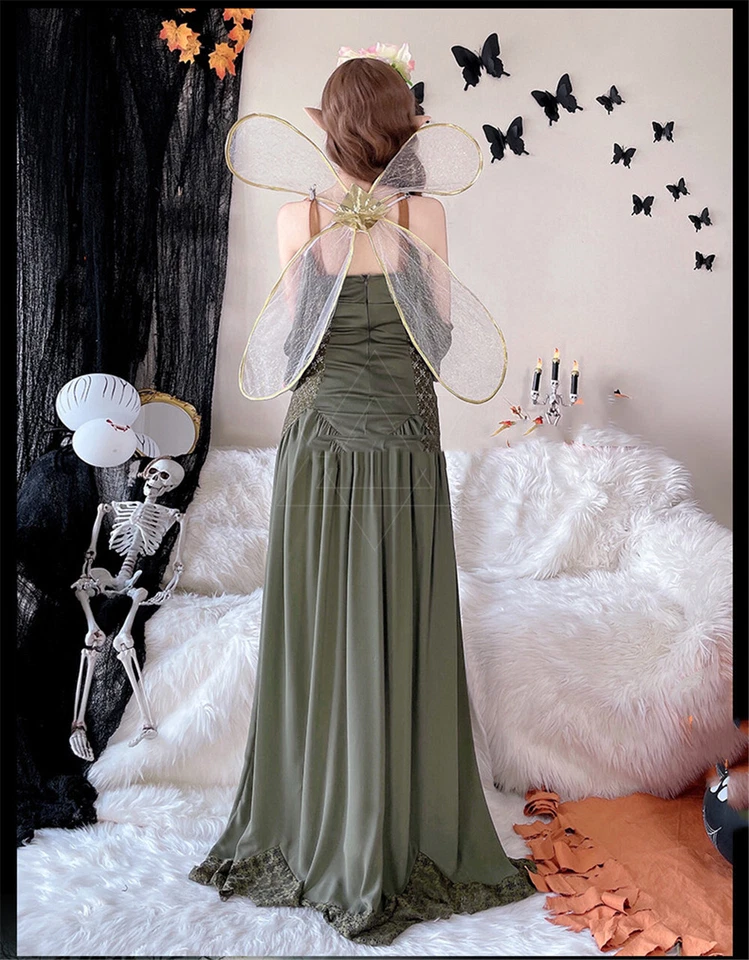 Medieval Women Fantasy Fairy Dress Renaissance Elf Cosplay Halloween Costume - Image 4 of 4