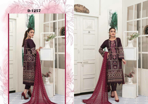 Neu mit Etikett Designer komplett genäht bestickt kambric Baumwolle Salwar Kamiz Set SML FS - Bild 17 von 25