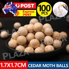 100x Cedar Wood Moth Balls Natural Repellent Damp Musty Clothes Wardrobe Drawer