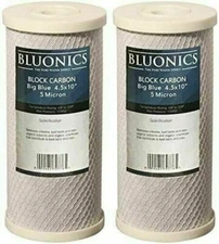 Bluonics 2 pcs CTO Carbon Block Water Filters 4.5" x 10" Whole House Cartridges