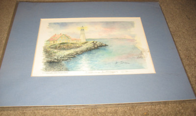5x7  Light House print, 8x10 matted, 2001 Brian Dietz Signed Still plastic seal