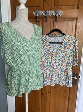 Ladies Tops x 2 by TU Size 16 Green & Cream Floral NWOT **SALE**