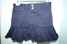 POLO Ralph Lauren Girls Size 6 Navy Blue Twill Pleated Skirt Pockets Adjustable