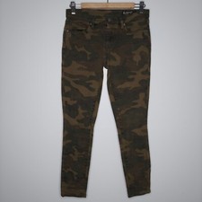 Blank NYC Reade Skinny Ankle Jeans Women 26 Green Camouflage Stretch Zip Button
