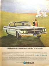 64 Chrysler 300 Beach Seagulls Vintage Print Ad 1964