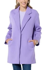 WynneCollection Scuba Knit Lapel Collar Coat Lilac