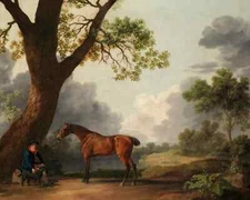 Vintage Horse Landscape Oil Painting on Canvas Board for Home Decor
