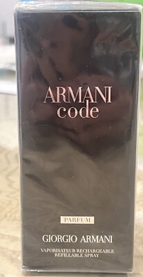 SEALED! Giorgio Armani Code Parfum 4.2 oz Vaporisateur Rechargeable Refillable s