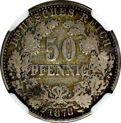 Germany-Empire Wilhelm I 1878 E 50 Pfennig NGC VF20 KEY DATE VERY RARE KM# 8(37) - Picture 4 of 4