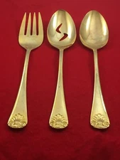 Shell Stainless Japan Gold Electroplate Gold Shell 3-Serving Spoons Flatware