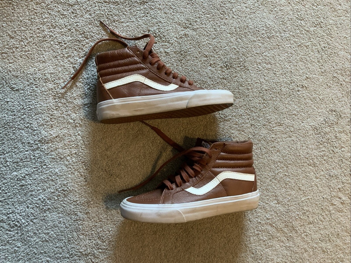 Vans Sk8-Hi Reissue Leather Tortoise Brown High Top Unisex Sizes