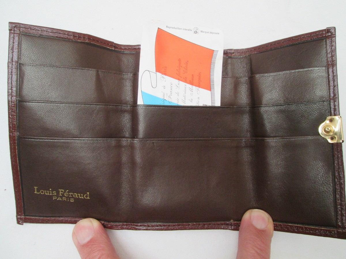 Portefeuille Porte-monnaie Louis Féraud Cuir Bordeaux - Vintage Années 60 - Authentique