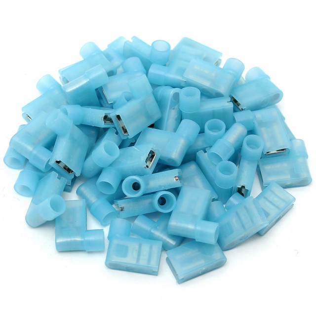 50pcs 1614AWG Insulated Female Flag Crimp Terminal Connector Right