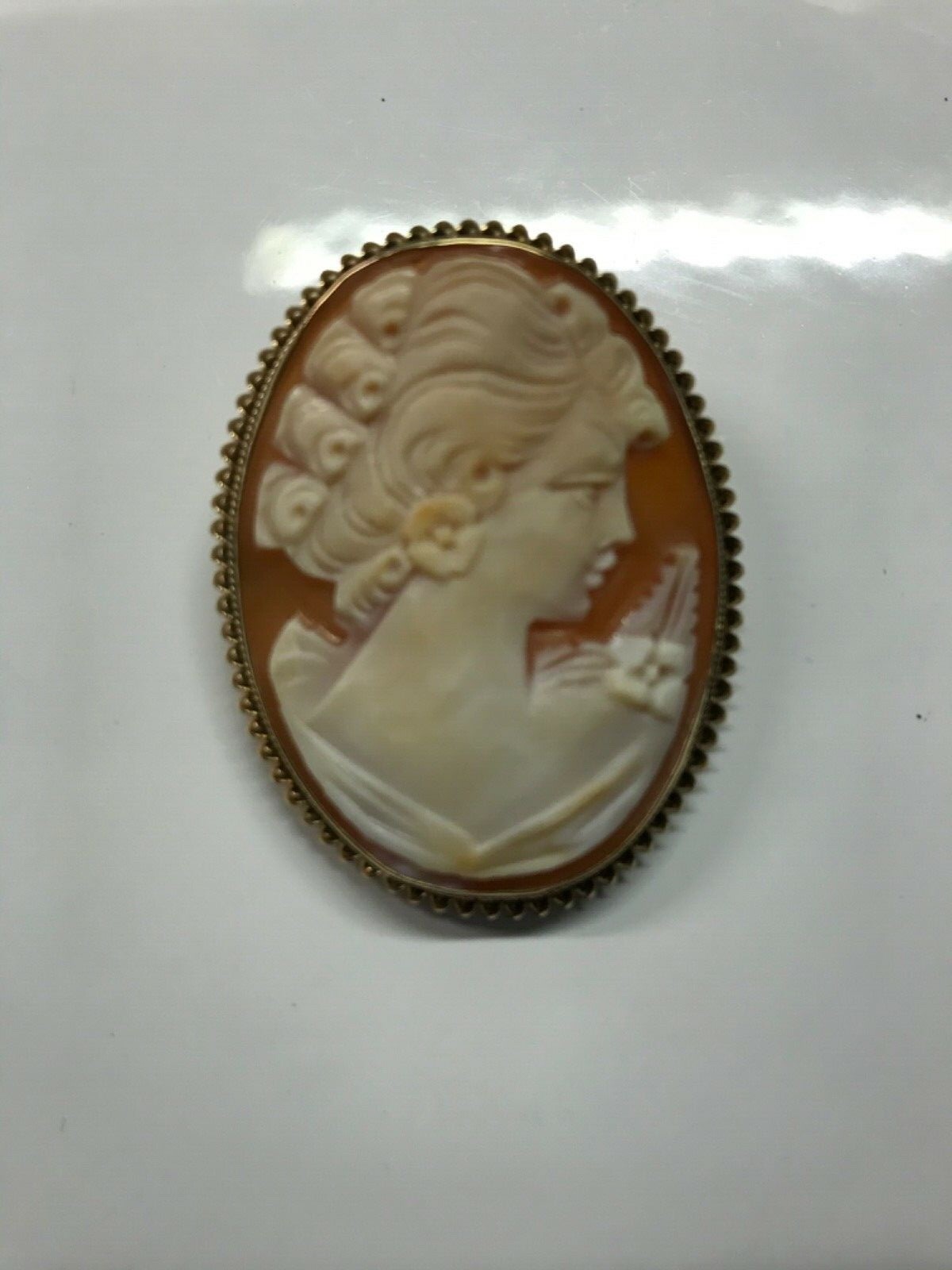 Large Vintage Italian Cameo Brooch - 9ct Gold - Gem