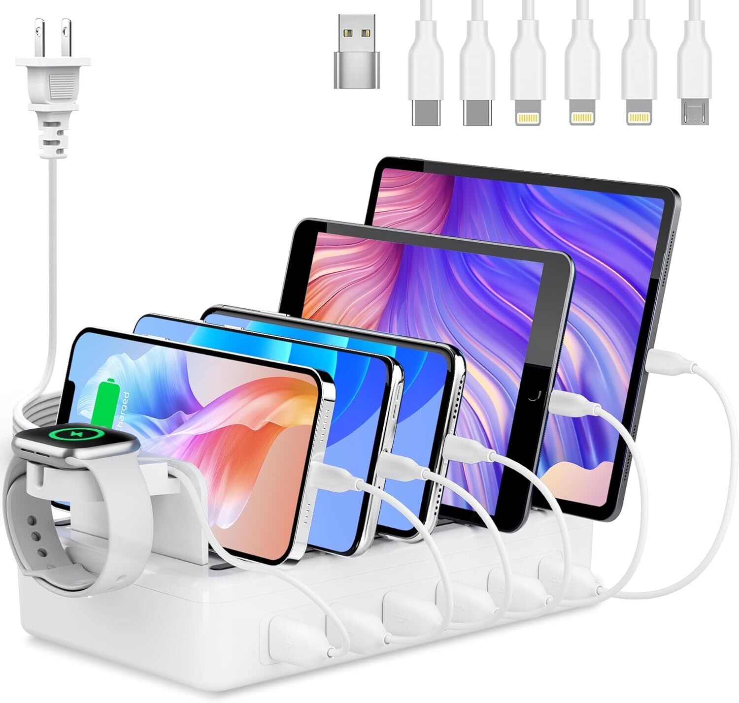 Charging Station for Multiple Devices 6 Port 50W Fast Multi Charger Station-image