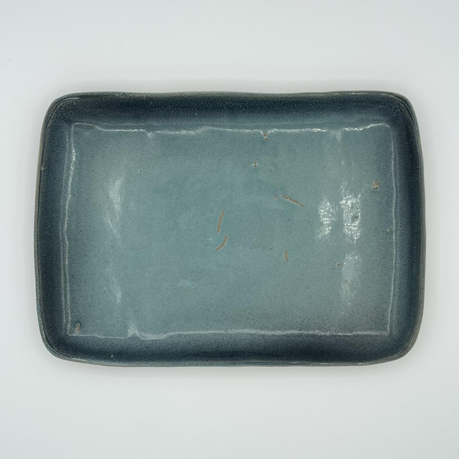 VTG 1950s GLIDDEN Pottery 30 Turquoise Blue Robin Egg Speckled Serving