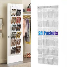 24 Over The Door Shoe Organizer Rack Hanging Storage Holder Hanger Bag Closet