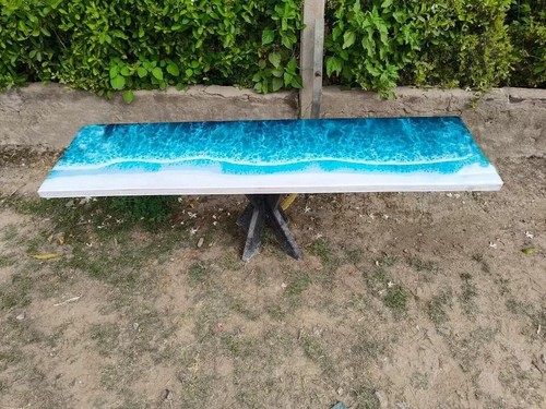 Ocean Epoxy Resin Console Table, Side Epoxy Table, Handmade Furniture Table Deco - Picture 3 of 10