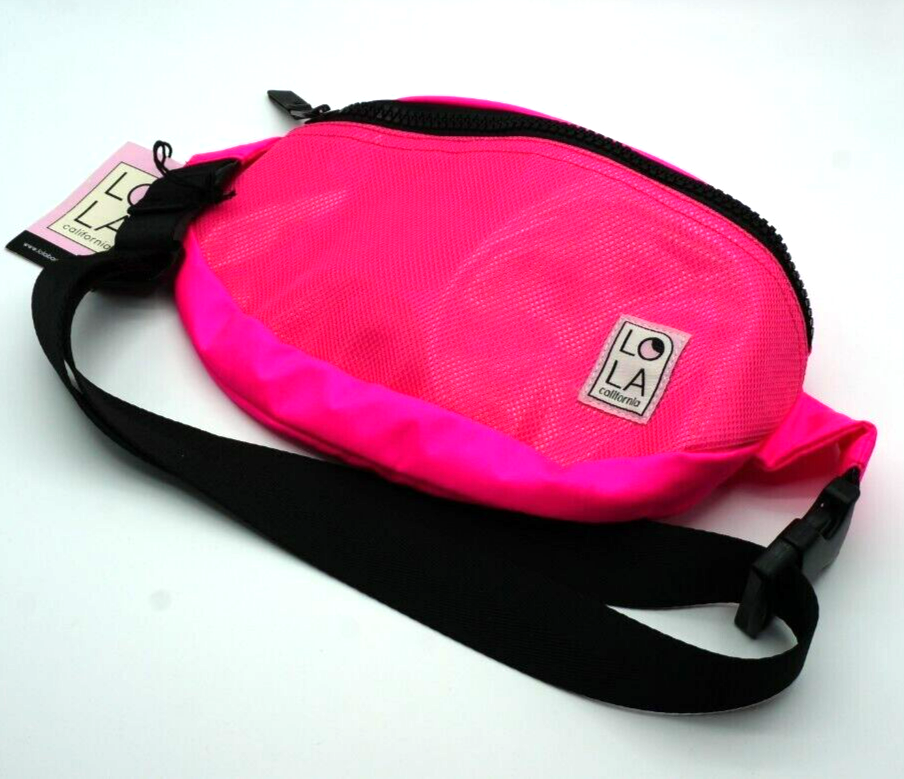 LOLA Moonbeam Bum Bag Small Laser Pink Adjustable Strap Logo Patch Women NEW