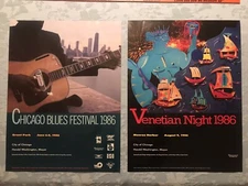 Vintage Chicago Blues Festival 1986 Poster And Chicago Venentian Night 1986