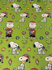 Peanuts Snoopy Charlie Brown LIME Gift Wrapping Paper 2 Yards FOLDED Decoupage