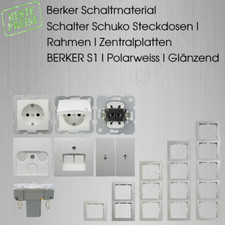 Schalter Schuko Steckdosen Rahmen Zentralplatten BERKER S1 polarweiss glänzend