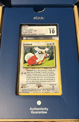 2001 Top POP 3 Pokemon Neo Revelation #5/64 Delibird DOUBLE HOLO CGC 10 Bleed - Picture 2 of 3
