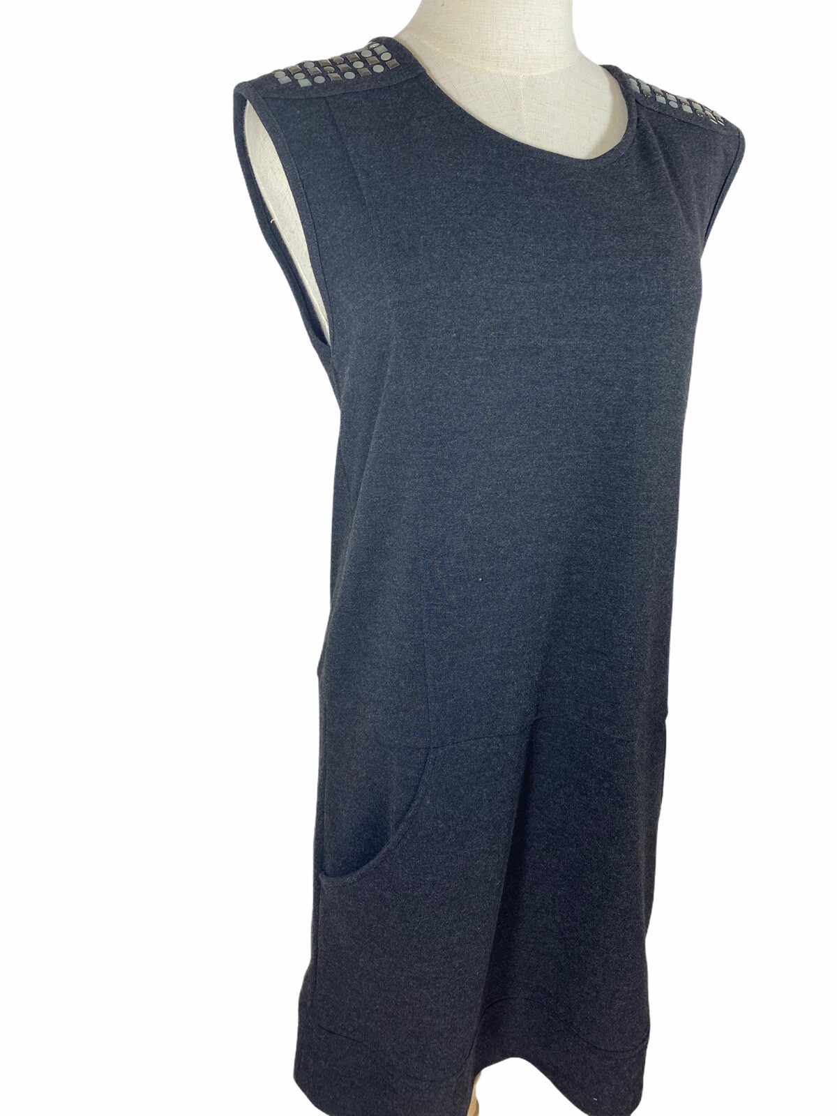 Massimo Dutti Grey Womens Shift Knit Dress Size L 34 Embellished Good 4 Layering thumbnail 6