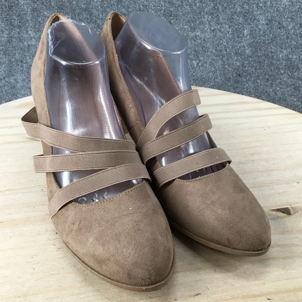 Zapatos de tacón informales sin cordones Mary Jane marrón de la colección Journee 11 Loren para mujer Foto 3 de 4