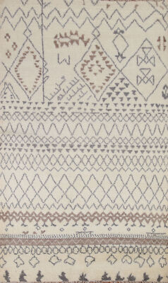 Modern Handmade Luxury Hand-Knotted Moroccan Wool Accent Rugs 5x8 ft