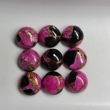 Pink  Black Copper Turquoise 12mm Flat Back Round Cabochon Gem s 
