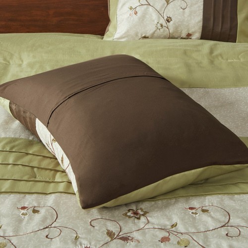 Madison Park Reversible Comforter Set—Solid Faux Silk Floral Patchwork Bedding - Picture 31 of 65