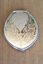 50s American Beauty by Elgin American Brass Floral Gold Makeup Compact Mirror