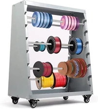 Movable Sheet Metal Wire Spool Rack w/ 6 Rods Superior Strength Cable Dispenser