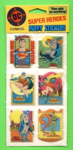 1988 DC COMCS 3-D Vinyl Puffy Stickers BATMAN Robin RIDDLER Superman SEALED MINT
