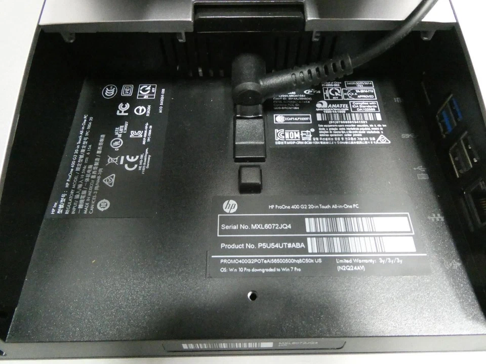 PC todo en uno táctil Hewlett Packard HP P5U54UT#ABA Hp Pro One 400 G2 20 pulgadas Foto 4 de 4