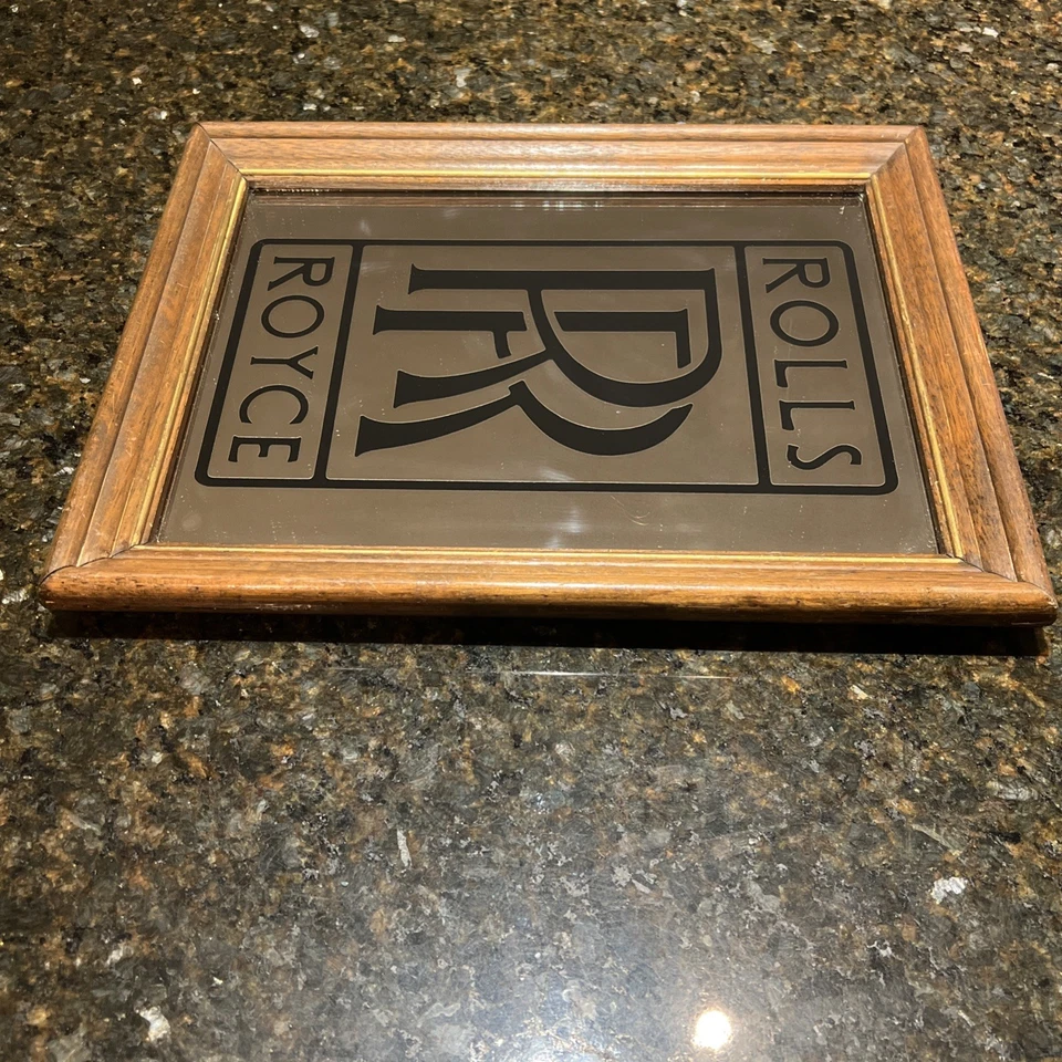 Vintage Rolls-Royce Logotipo Espelho Anúncio em Moldura de Madeira 11x14 - Imagem 4 de 4