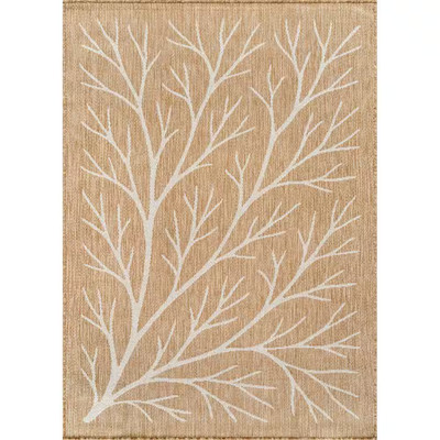 Flora Natural 10 Ft. X 14 Ft. Coral Branch Washable Indoor Outdoor Area Rug