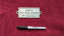 NYC Transit Authority Equipment Lease Plate