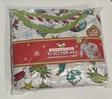 Mens Dr Seuss The Grinch Christmas Pajama 2 Piece Set Men's Size 3XL New UNISEX