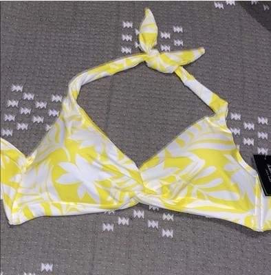 XL new Kate Spade  Women Flowers Print Triangle Bikini Top Yellow STYLE# S5B317S